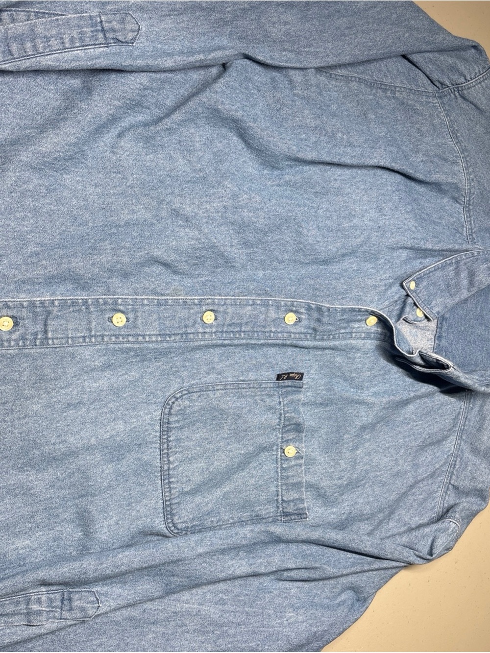 VTG Chaps Ralph Lauren Blue Denim Men's Button-Down Shirt Adult Size 17 34/35